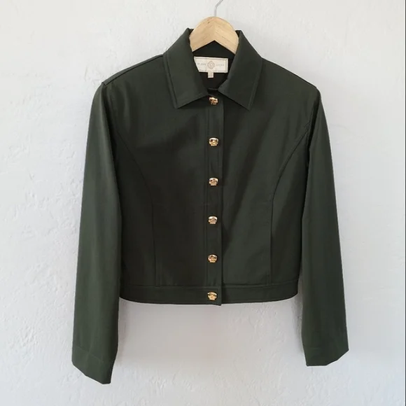 St. John Three Piece Matching Set Forest Green Blazer Sweater Pant S